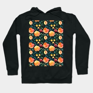 Orange Rose Pattern Hoodie